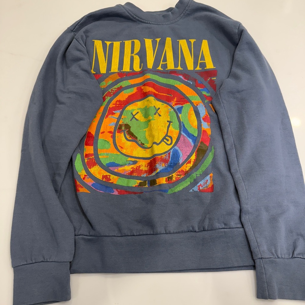 NIRVANA Blue Smiley Face Tee